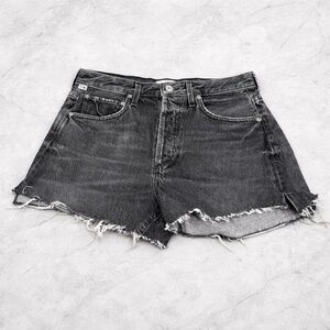 Citizens of Humanity Marlow High Rise Cutoff Shorts Size 27 Black Denim Sample
